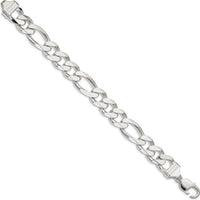 Sterling Silver 9" Figaro Chain Bracelet - Polished 13.5mm Links by Lumare Gioia