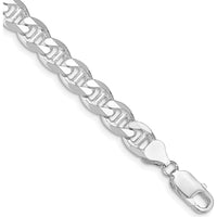Sterling Silver 9" Rhodium-Plated Diamond-Cut Anchor Curb Chain 8.25mm Width by Lumare Gioia