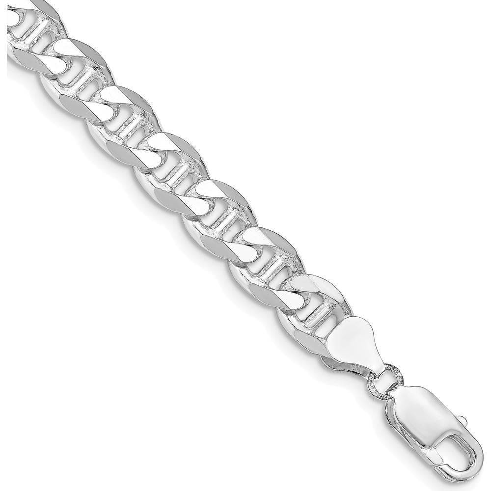 Sterling Silver 9" Rhodium-Plated Diamond-Cut Anchor Curb Chain 8.25mm Width by Lumare Gioia