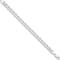 Sterling Silver 9" Rhodium-Plated Diamond-Cut Anchor Curb Chain 8.25mm Width by Lumare Gioia