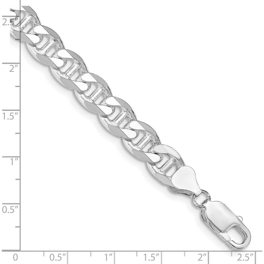 Sterling Silver 9" Rhodium-Plated Diamond-Cut Anchor Curb Chain 8.25mm Width by Lumare Gioia