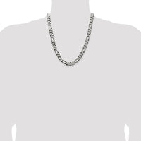 Sterling Silver 9mm Antiqued Figaro Chain - 22 Inches by Lumare Gioia