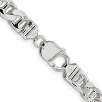 Sterling Silver 9mm Diamond-Cut Flat Anchor Curb Chain - 26 Inch Length by Lumare Gioia