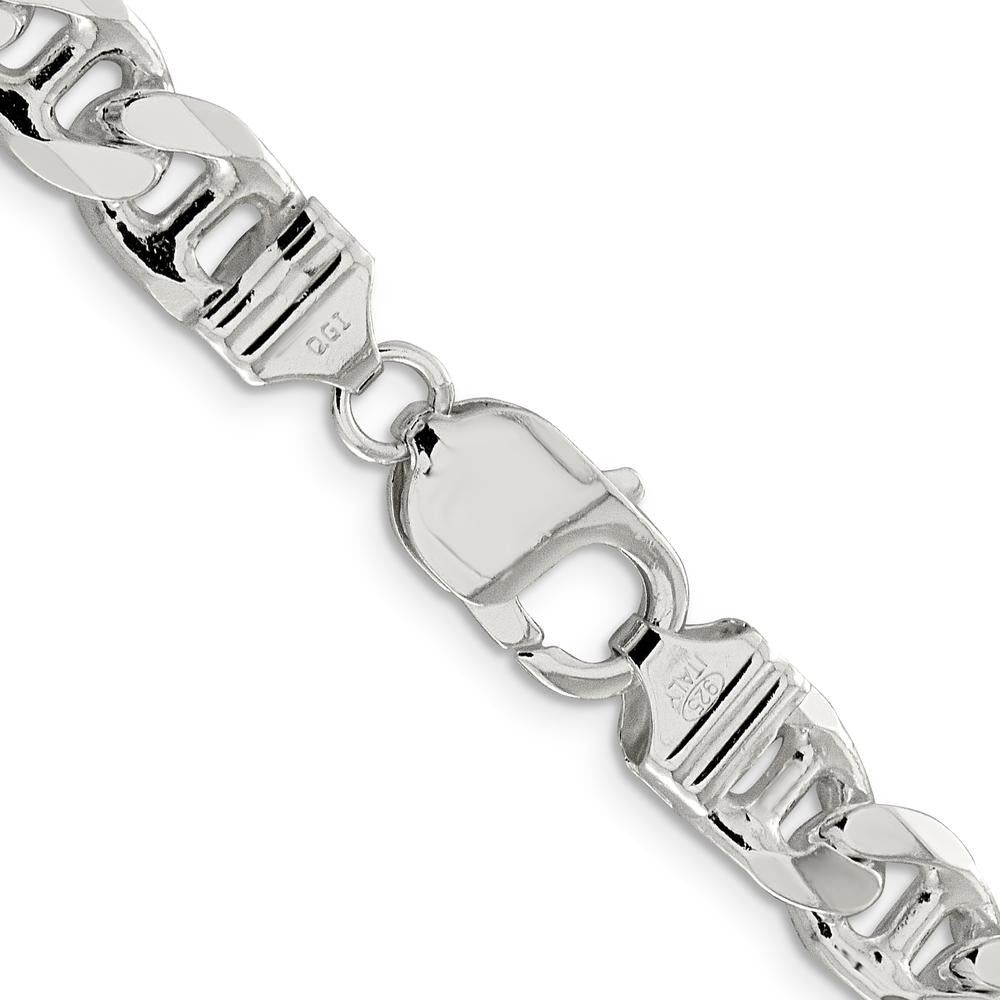 Sterling Silver 9mm Diamond-Cut Flat Anchor Curb Chain - 26 Inch Length by Lumare Gioia