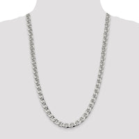 Sterling Silver 9mm Diamond-Cut Flat Anchor Curb Chain - 26 Inch Length by Lumare Gioia