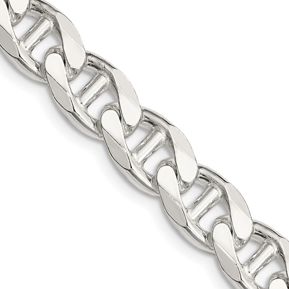 Sterling Silver 9mm Diamond-Cut Flat Anchor Curb Chain Necklace - 22 Inches by Lumare Gioia