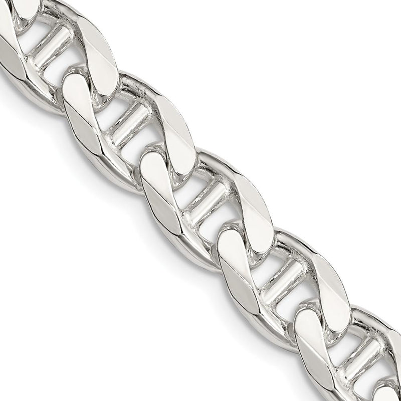 Sterling Silver 9mm Diamond-Cut Flat Anchor Curb Chain Necklace - 22 Inches by Lumare Gioia