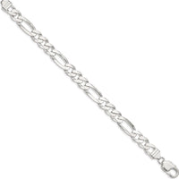 Sterling Silver 9mm Figaro Chain Bracelet with Polished Finish - 9 Inches in Length by Lumare Gioia