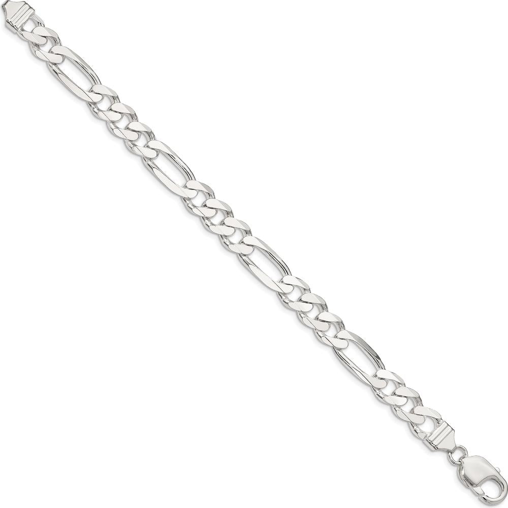Sterling Silver 9mm Figaro Chain Bracelet with Polished Finish - 9 Inches in Length by Lumare Gioia