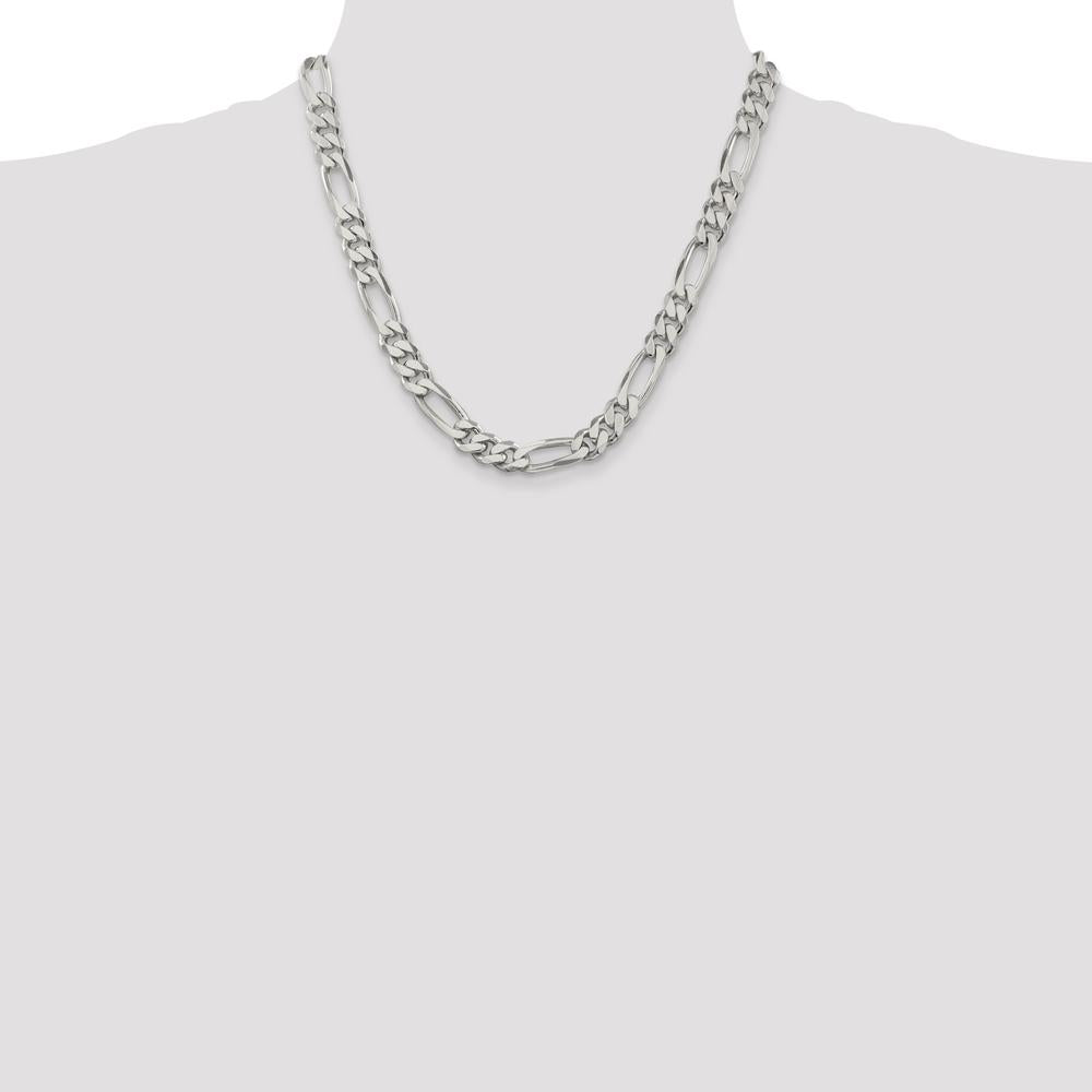 Sterling Silver 9mm Figaro Chain Necklace - 20 Inch by Lumare Gioia