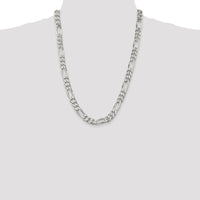 Sterling Silver 9mm Figaro Chain Necklace - 24 Inches with Lobster Clasp by Lumare Gioia