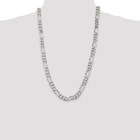 Sterling Silver 9mm Figaro Chain Necklace - 26 Inches, Polished Finish by Lumare Gioia