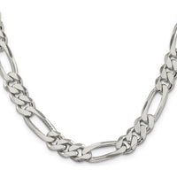Sterling Silver 9mm Figaro Chain Necklace - 30 Inches with Polished Finish by Lumare Gioia