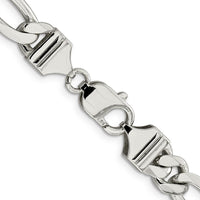 Sterling Silver 9mm Figaro Chain Necklace - 30 Inches with Polished Finish by Lumare Gioia