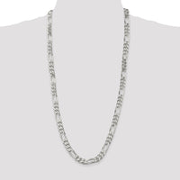 Sterling Silver 9mm Figaro Chain Necklace - 30 Inches with Polished Finish by Lumare Gioia