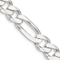 Sterling Silver 9mm Figaro Chain Necklace with Lobster Clasp - 18 Inches by Lumare Gioia