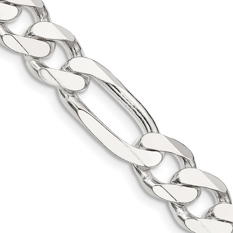 Sterling Silver 9mm Figaro Chain Necklace with Lobster Clasp - 18 Inches by Lumare Gioia