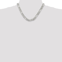 Sterling Silver 9mm Figaro Chain Necklace with Lobster Clasp - 18 Inches by Lumare Gioia