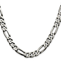 Sterling Silver 9mm Figaro Chain with Antiqued Finish - 20 inches by Lumare Gioia