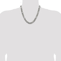 Sterling Silver 9mm Figaro Chain with Antiqued Finish - 20 inches by Lumare Gioia