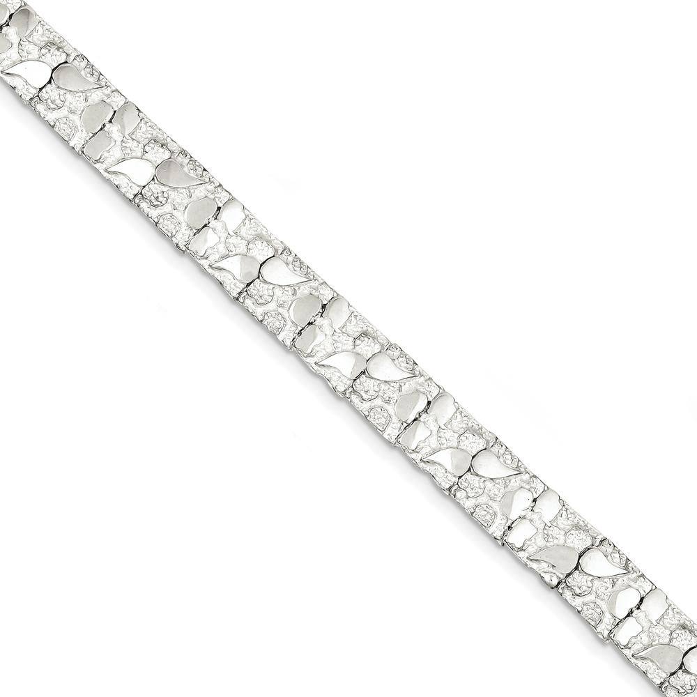 Sterling Silver 9mm Nugget Bracelet with Fold-Over Clasp - Polished Finish - 7" Length by Lumare Gioia