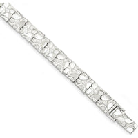 Sterling Silver 9mm Nugget Bracelet with Fold-Over Clasp - Polished Finish - 7" Length by Lumare Gioia