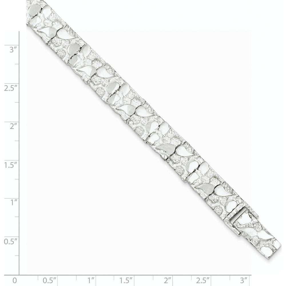 Sterling Silver 9mm Nugget Bracelet with Fold-Over Clasp - Polished Finish - 7" Length by Lumare Gioia