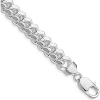 Sterling Silver 9mm Polished Domed Curb Chain Bracelet - 8 inches, Rhodium Plated by Lumare Gioia