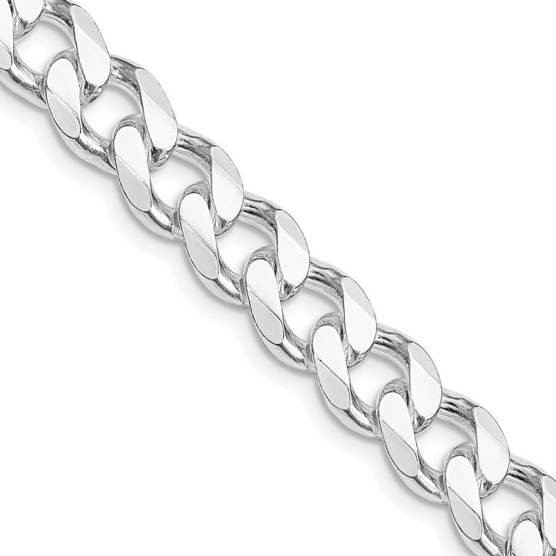 Sterling Silver 9mm Rhodium-Plated Curb Chain Necklace - 22 Inch by Lumare Gioia