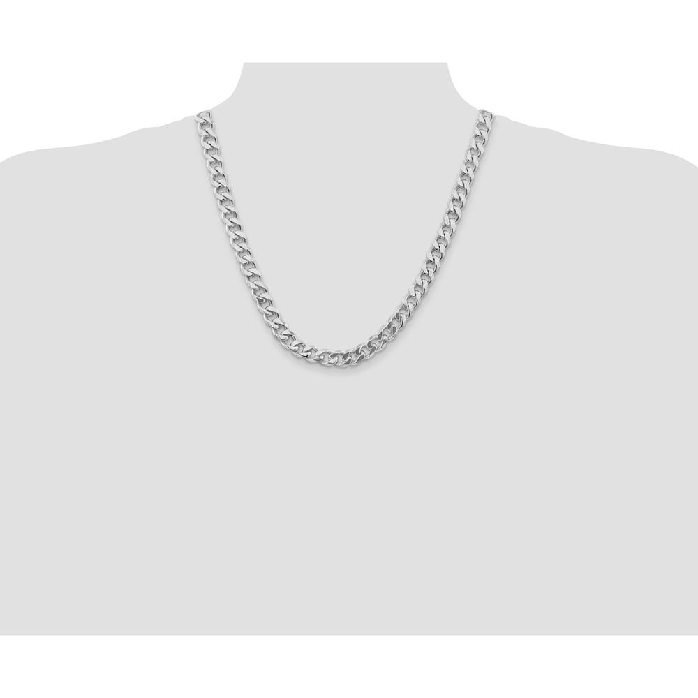 Sterling Silver 9mm Rhodium-Plated Curb Chain Necklace - 22 Inch by Lumare Gioia
