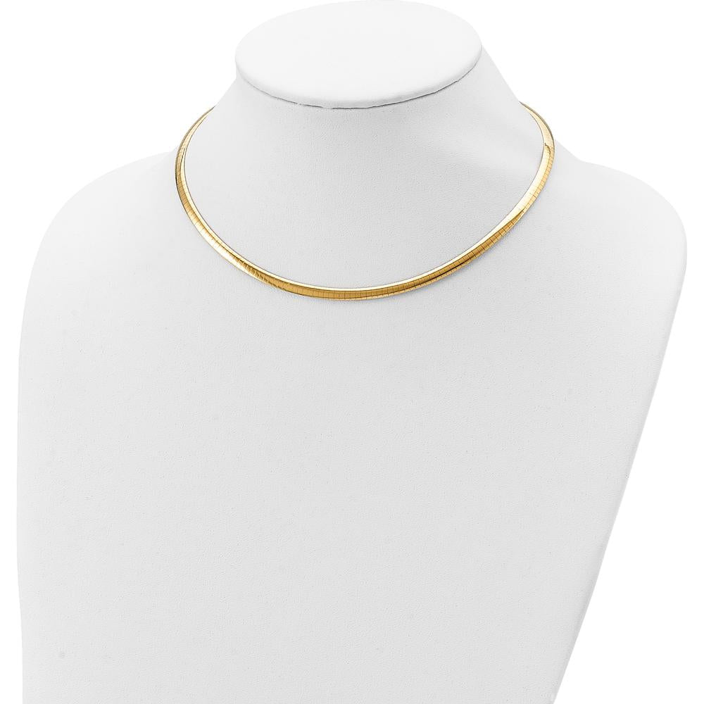 Sterling Silver and 14K Gold-Plated 4mm Omega Necklace with Adjustable 18" Chain and 2" Extender by 0