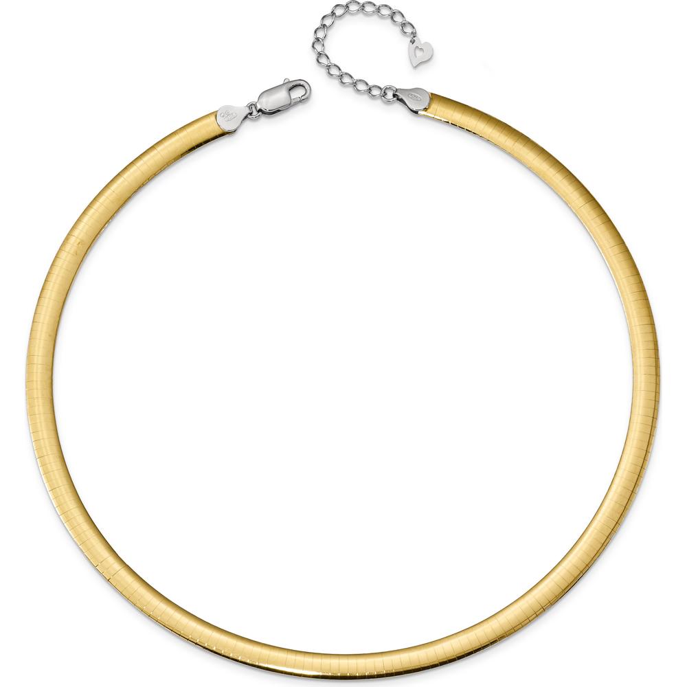 Sterling Silver and 14K Gold-Plated 6mm Reversible Omega Chain Necklace with 2-Inch Extender by 0