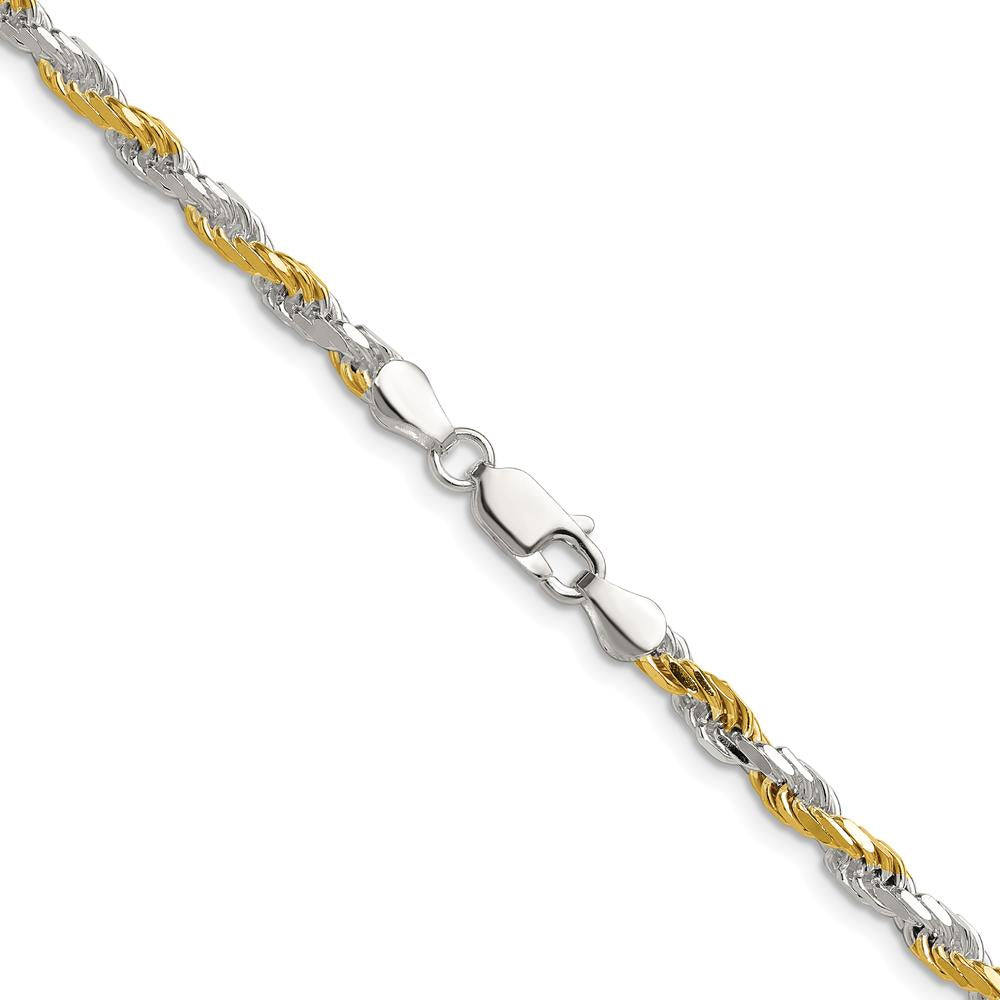 Sterling Silver and Vermeil 24" Diamond-Cut Rope Chain - 3.5mm Width by Lumare Gioia