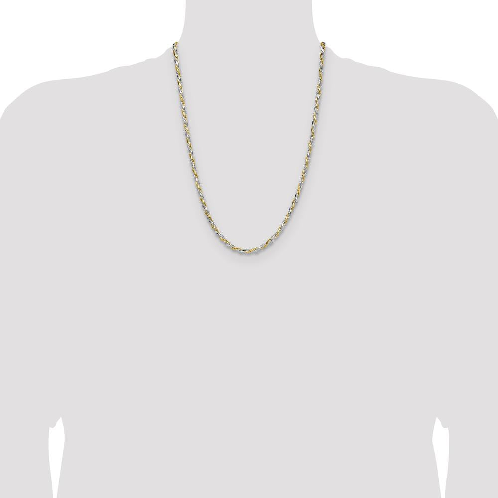 Sterling Silver and Vermeil 24" Diamond-Cut Rope Chain - 3.5mm Width by Lumare Gioia