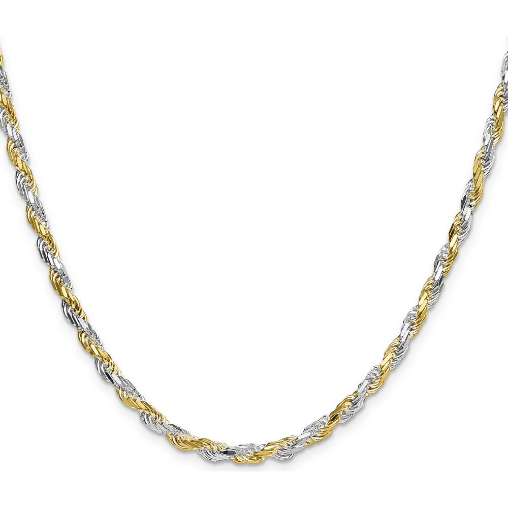 Sterling Silver and Vermeil 26" Diamond-Cut Rope Chain Necklace - 3.5mm Width by Lumare Gioia
