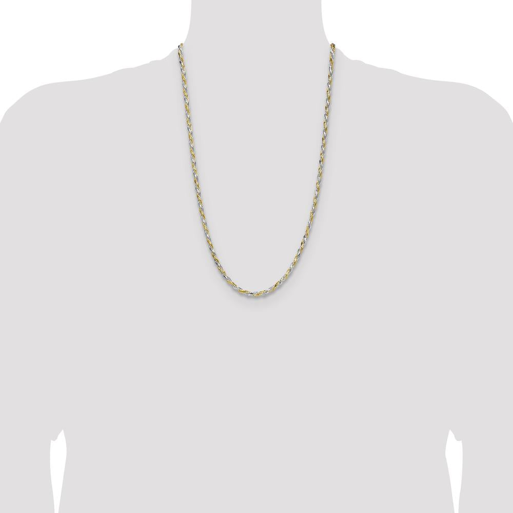 Sterling Silver and Vermeil 26" Diamond-Cut Rope Chain Necklace - 3.5mm Width by Lumare Gioia