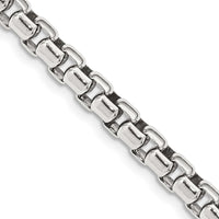Sterling Silver Antiqued 22" 5.2mm Round Box Chain Necklace by Lumare Gioia