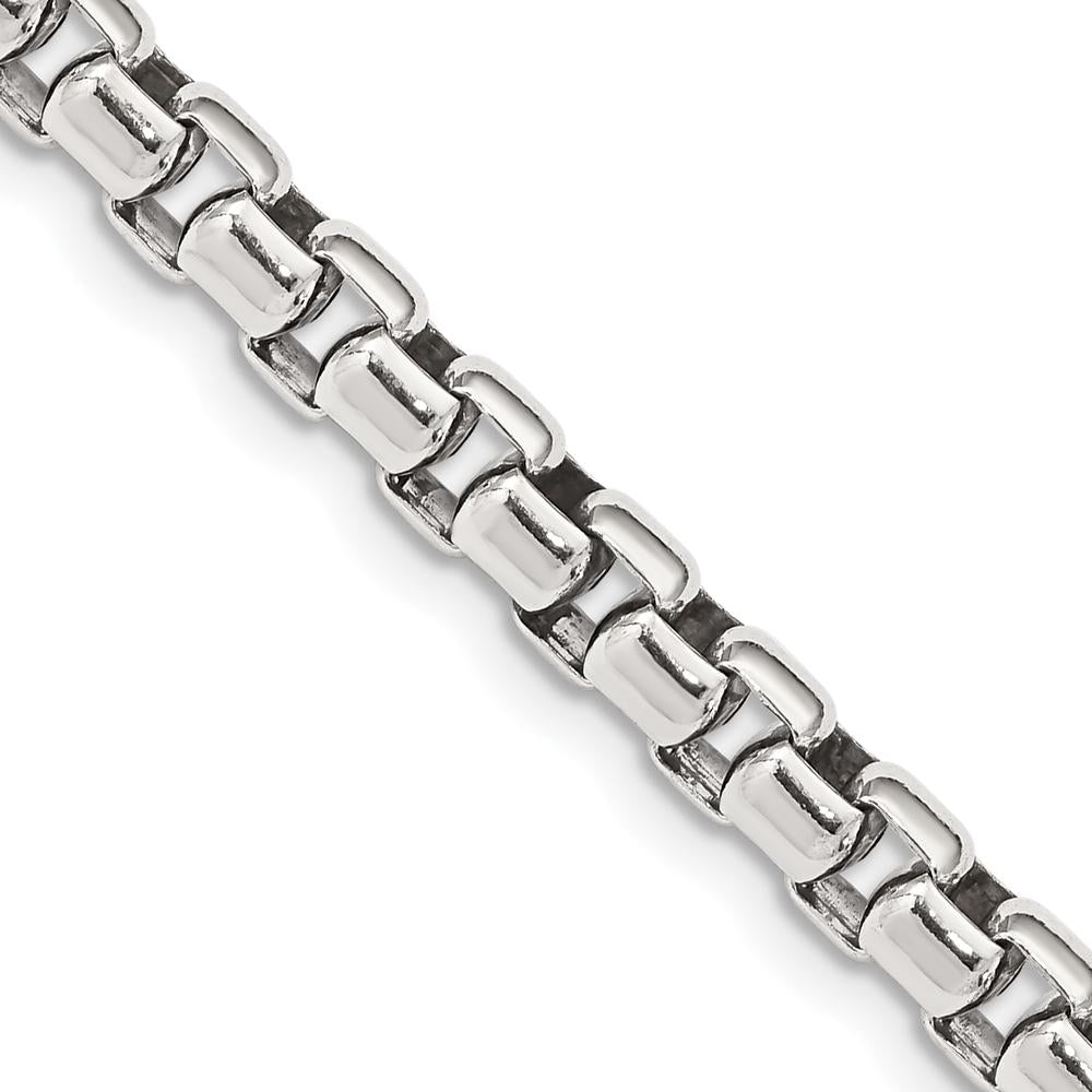 Sterling Silver Antiqued 22" 5.2mm Round Box Chain Necklace by Lumare Gioia
