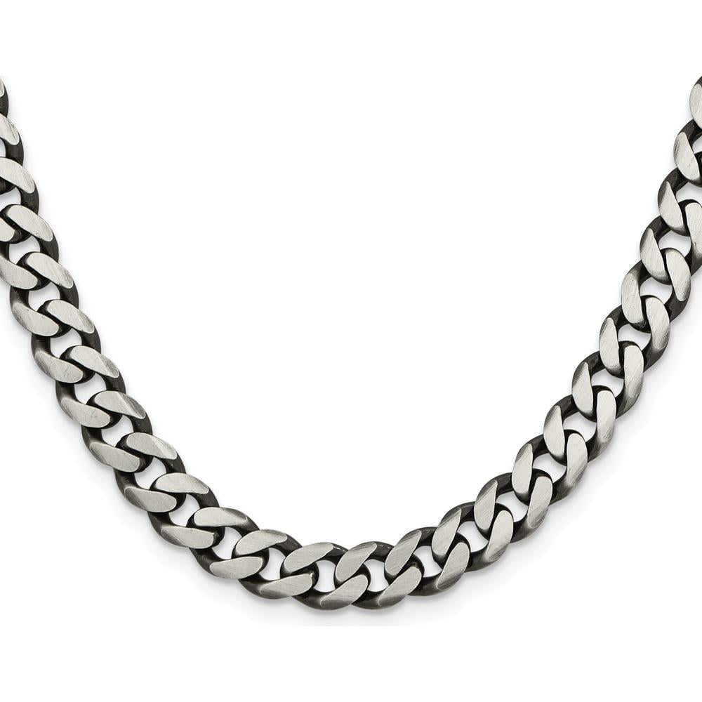 Sterling Silver Antiqued 28" 7.5mm Curb Chain Necklace by Lumare Gioia