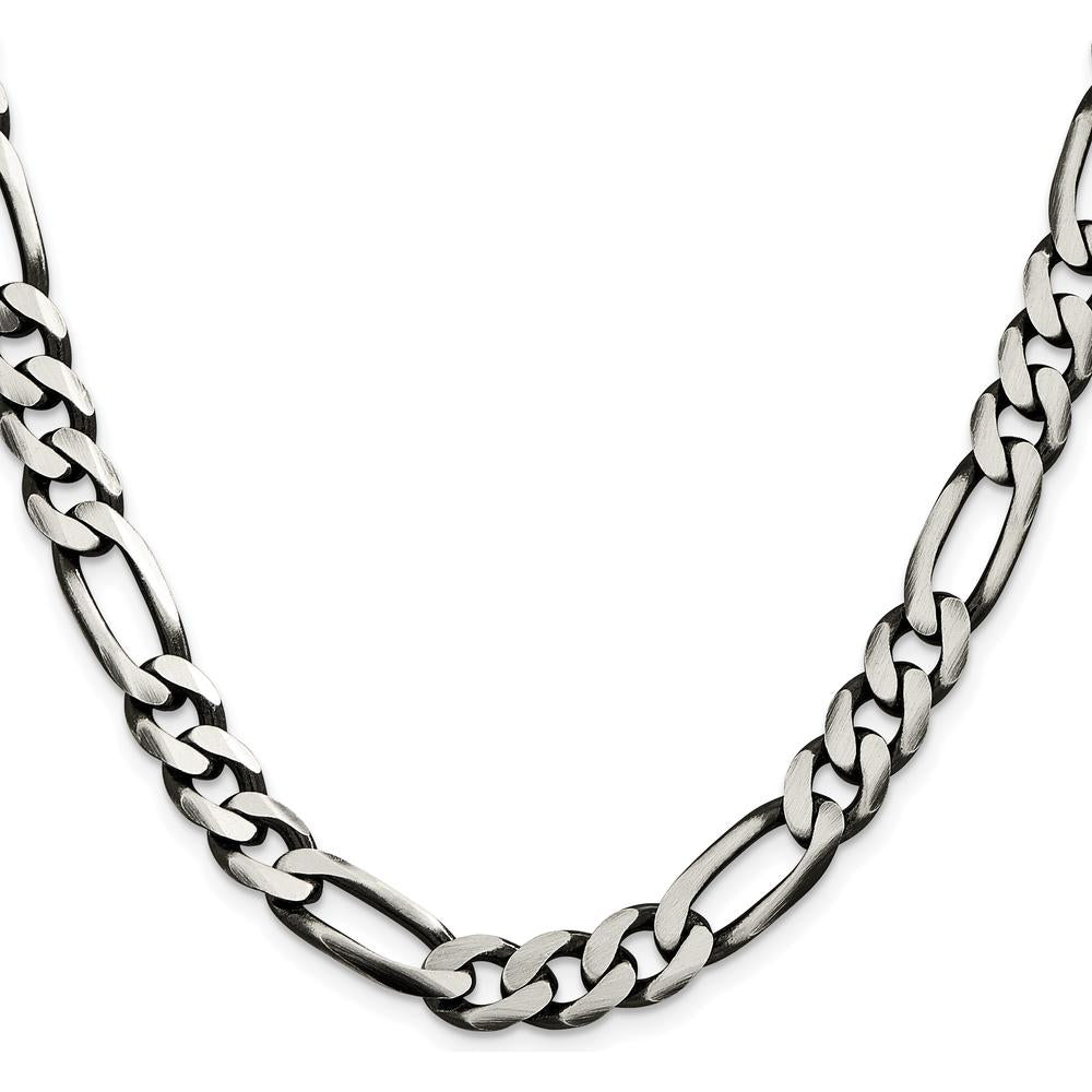 Sterling Silver Antiqued 28" 9mm Figaro Chain with Lobster Clasp by Lumare Gioia