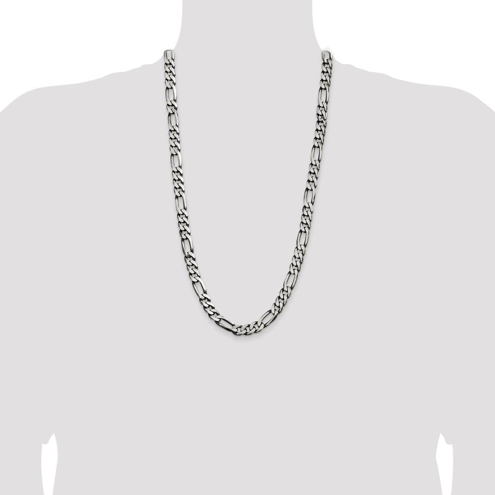 Sterling Silver Antiqued 28" 9mm Figaro Chain with Lobster Clasp by Lumare Gioia