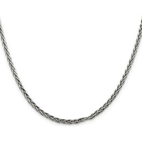 Sterling Silver Antiqued 3.25mm Solid Square Spiga Chain Necklace - 24 inches by Lumare Gioia