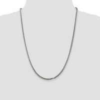 Sterling Silver Antiqued 3.25mm Solid Square Spiga Chain Necklace - 24 inches by Lumare Gioia