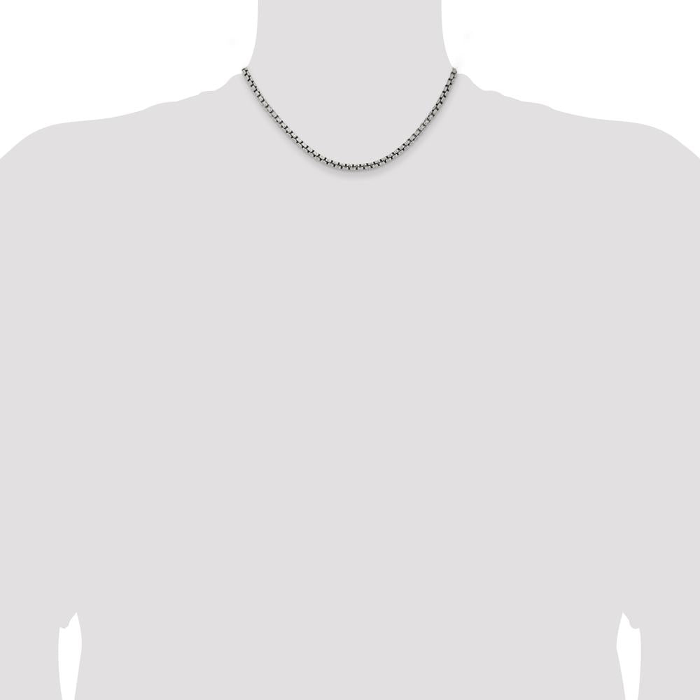 Sterling Silver Antiqued 3.6mm Round Box Chain Necklace - 16 Inches by Lumare Gioia