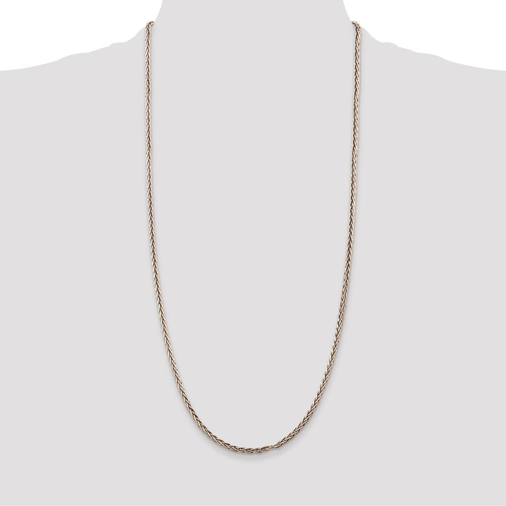 Sterling Silver Antiqued 30" Square Spiga Chain Necklace - 3.25mm by Lumare Gioia