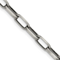 Sterling Silver Antiqued 4.8mm Elongated Open Link Chain - 26 Inches by Lumare Gioia