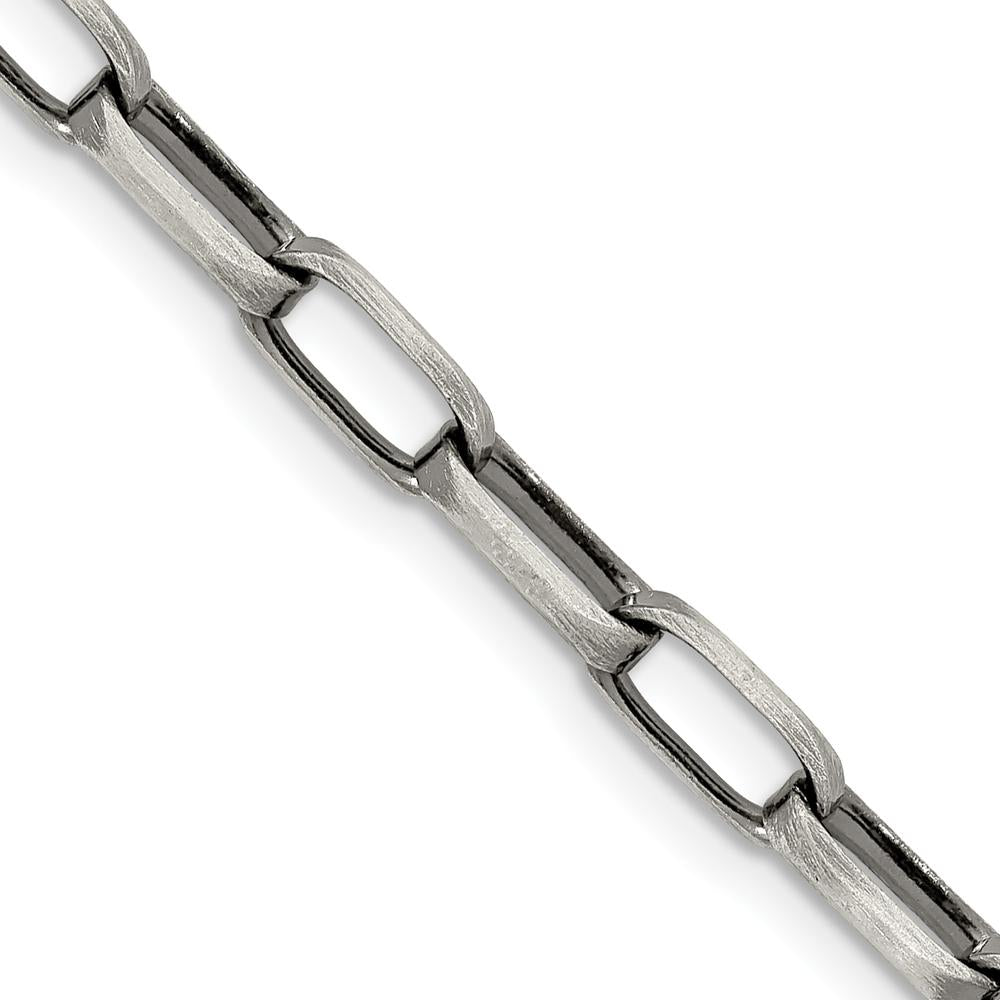 Sterling Silver Antiqued 4.8mm Elongated Open Link Chain - 26 Inches by Lumare Gioia