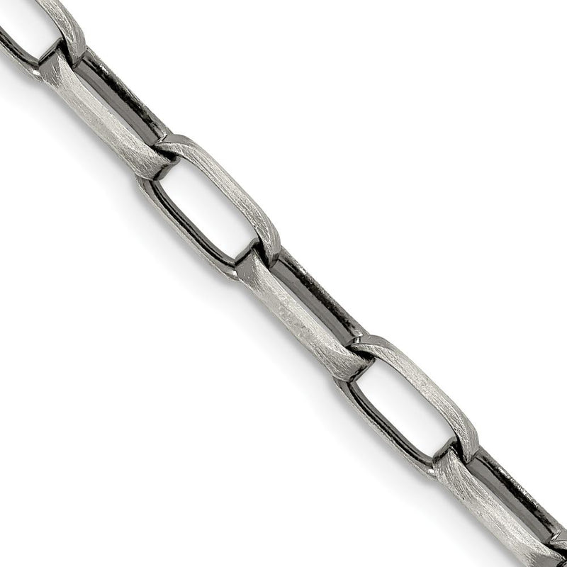 Sterling Silver Antiqued 4.8mm Elongated Open Link Chain - 26 Inches by Lumare Gioia