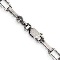 Sterling Silver Antiqued 4.8mm Elongated Open Link Chain - 26 Inches by Lumare Gioia