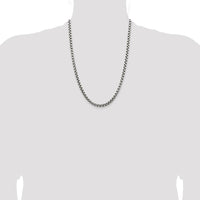 Sterling Silver Antiqued 5.2mm Round Box Chain Necklace - 24 inches by Lumare Gioia